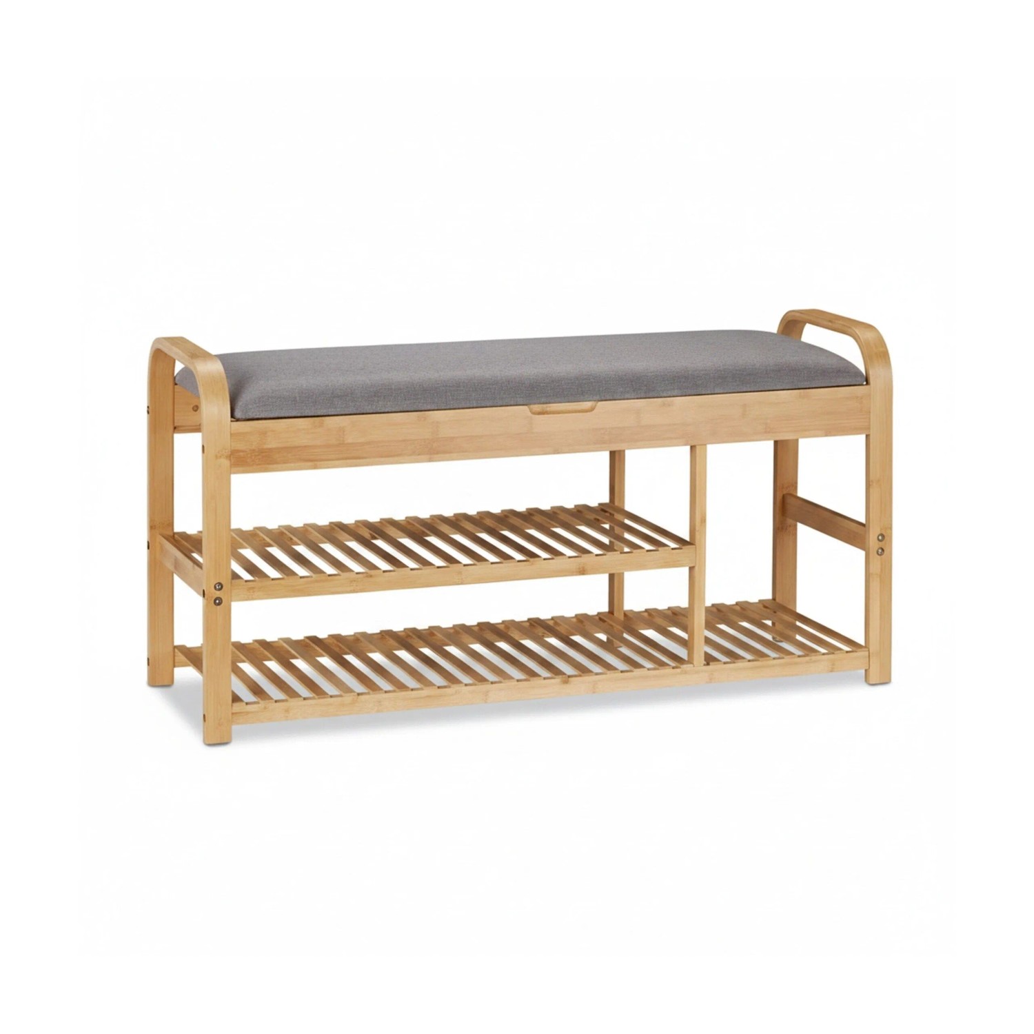 Relaxdays Schuhbank Bambus Natur Grau mit Stauraum 50 cm x 100,5 cm x 33 cm 8,1 kg