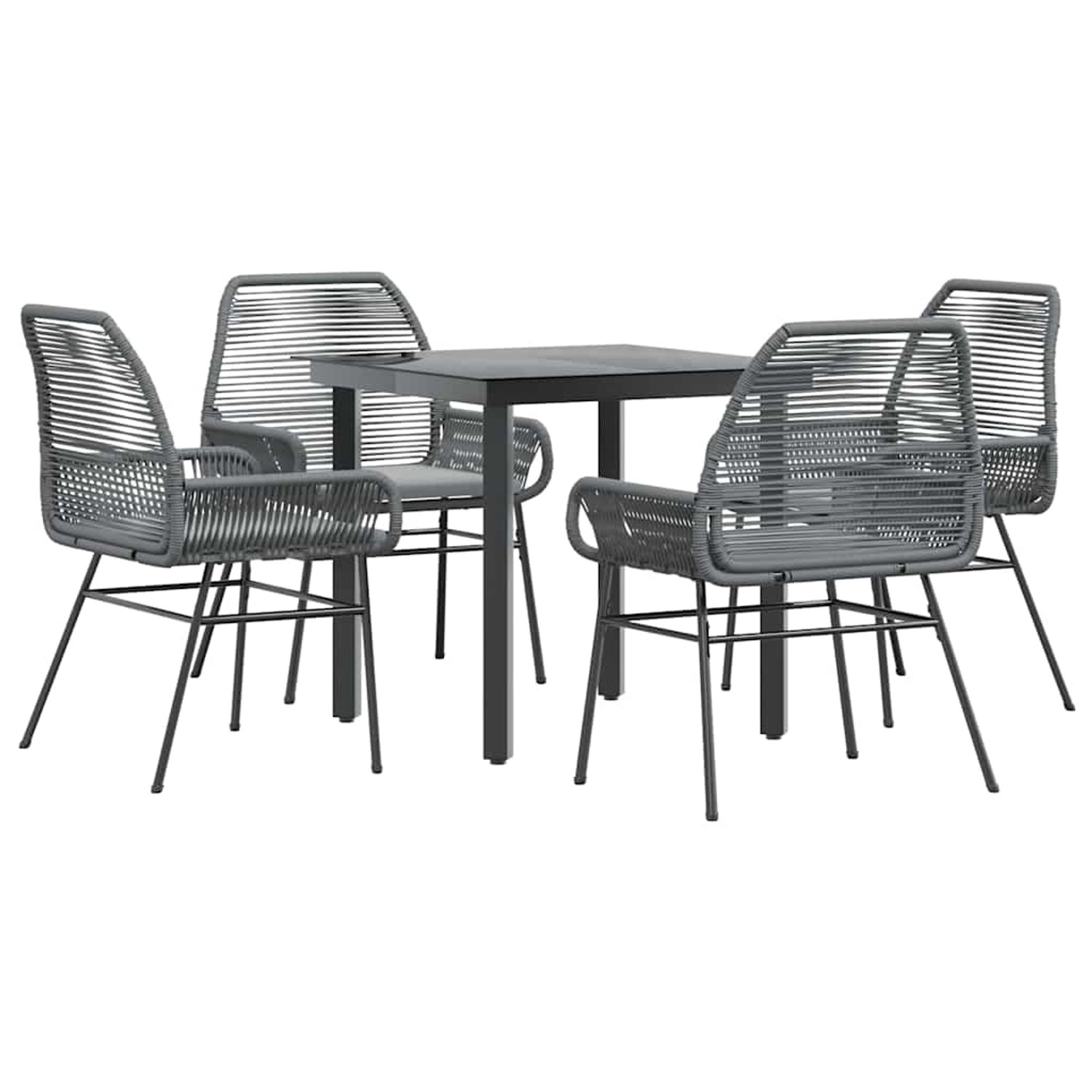 vidaXL 5-Tlg Garten-Essgruppe mit Kissen Grau Poly Rattan Glas 3334577 günstig online kaufen