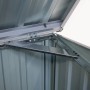 Detailaufnahme: Geöffnete Westmann Müllbox 1-fach Grau mit Gasdruckfeder.