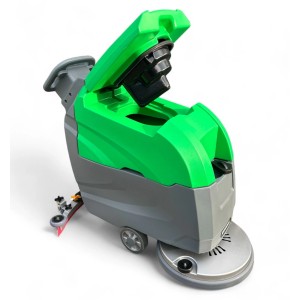 DeTec. Scheuersaugmaschine DT-580SM: Akku-Bodenreiniger für Hartböden, grün/grau.