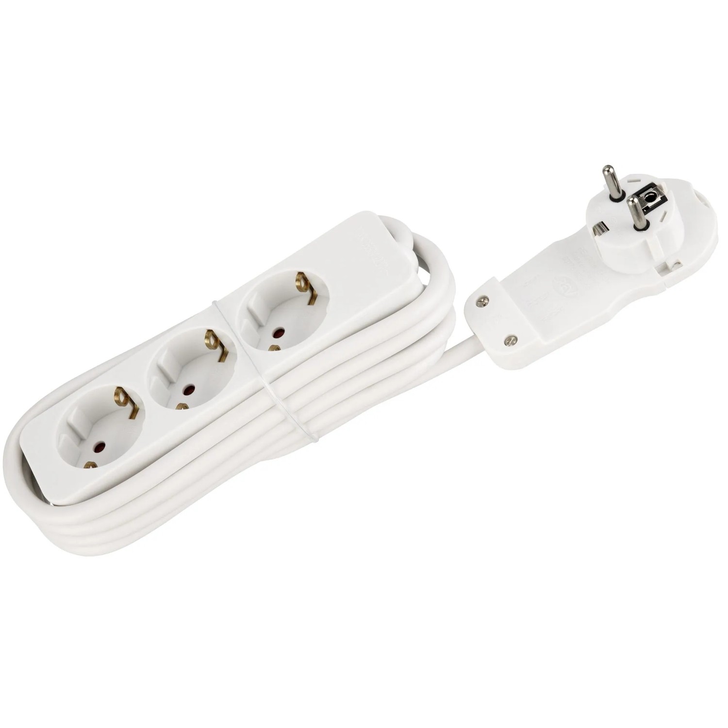 ChiliTec Schutzkontakt Steckdosenleiste 3 Fach 3600W 2m Kabel Weiß Flachstecker