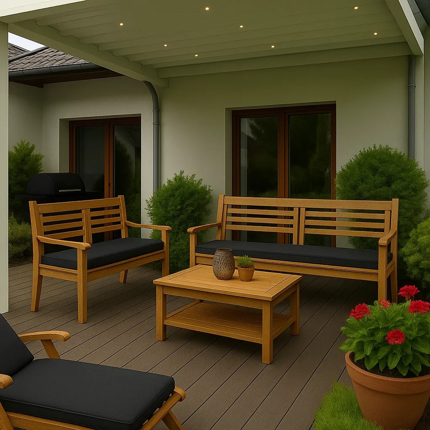 Anthrazitfarbenes Gartenbank Kissen 100x60 für 2-Sitzer Bank. Bequeme Sitzkissen & Gartenstuhlauflagen.