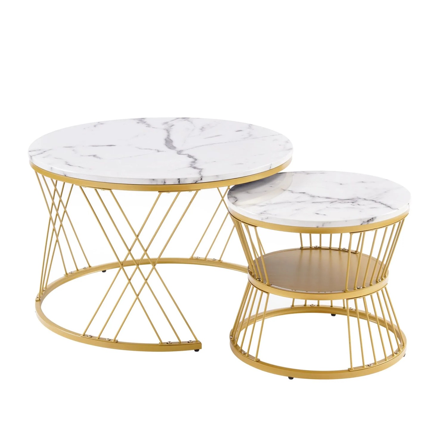 okwish Couchtisch Rund Weiß 70 × 70 cm