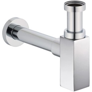 Eckiger Design-Siphon Quara 2.0 von Kronenbach in Chrom für Waschbecken.