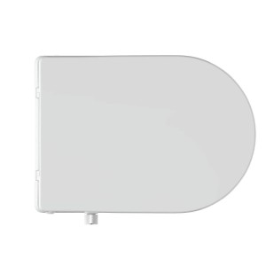 Weißer WC-Sitz mit Bidet-Funktion, Absenkautomatik. U-förmiger Bidetsitz, stromlos, aus Thermoplast.