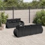 Schwarze 8-tlg. vidaXL Garten-Sofagarnitur aus Poly Rattan mit Kissen für Terrasse und Garten.