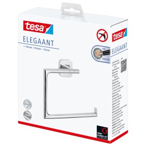 Tesa Elegaant Handtuchring Chrom, verpackt. Bad-Accessoire zur Wandmontage ohne Bohren.