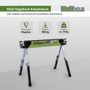 TRUTZHOLM Stahl Sägebock, klappbar und höhenverstellbar, max. 650 kg Traglast.