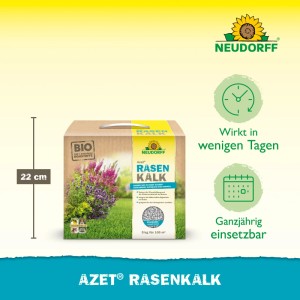 Neudorff Azet Rasenkalk 5 kg im Karton: Kohlensaurer Kalk für grünen, widerstandsfähigen Rasen.