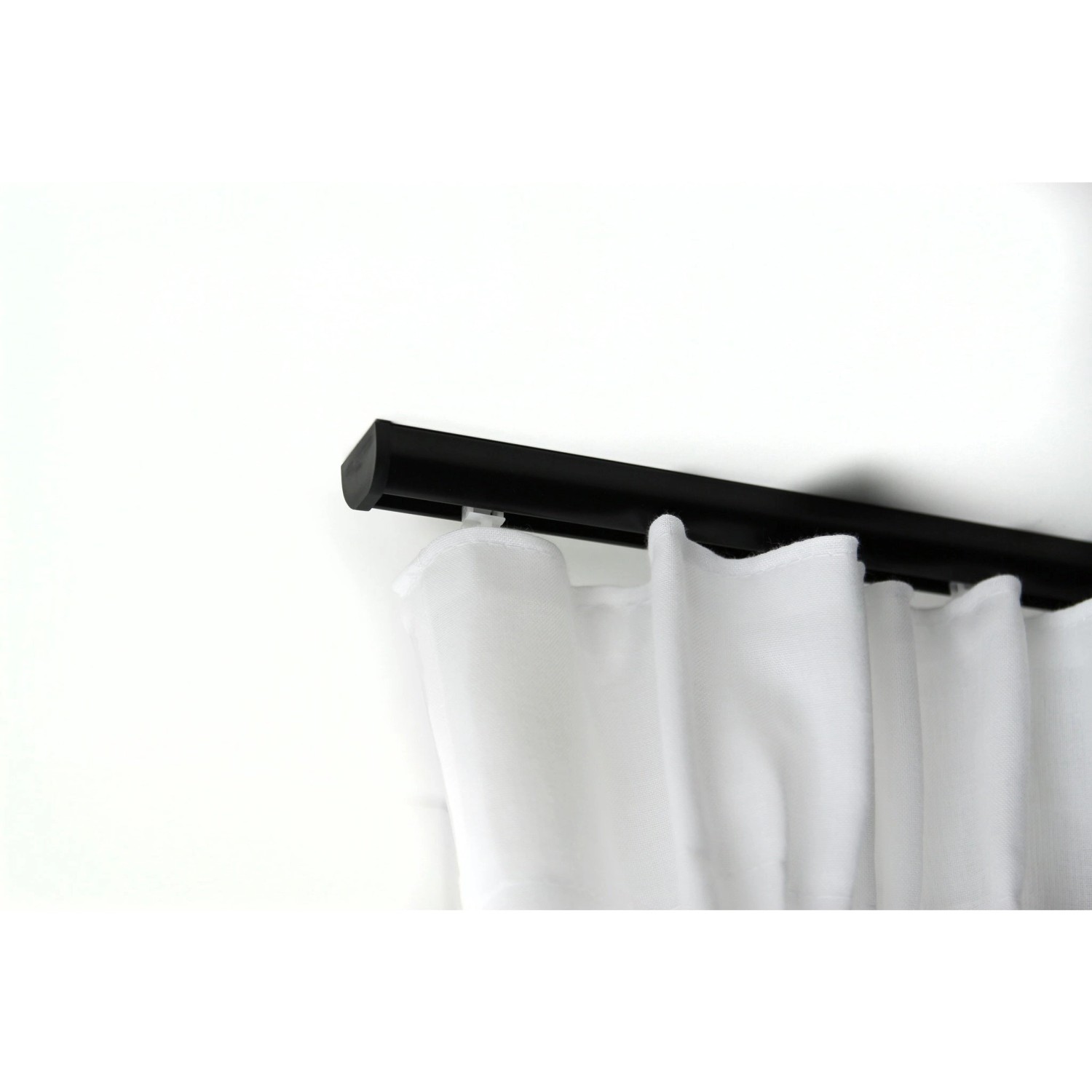 Deco-Raum Gardinenschiene nach Maß 1-Lauf Round Schwarz 130cm_7