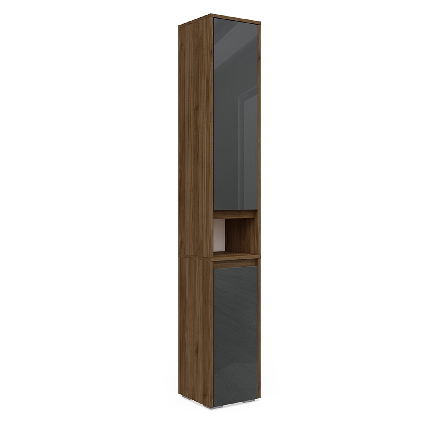 Vicco Badschrank Majest Anthrazit Hochglanz/Nussbaum 30 x 192 cm