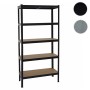 Schwarzes MCW Schwerlastregal (180x90x40cm) mit 5 MDF-Böden. Ideal für Keller, Garage oder Lager.