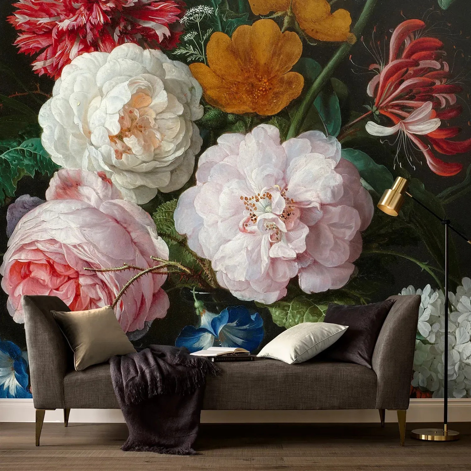 Art for the Home Fototapete Nicky Flowers, 280x300 cm, mit Blumenmuster im Wohnraum.