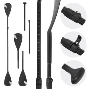 ECD Germany 2in1 Paddel: SUP Stand Up Board/Kajak Paddel aus Aluminium, schwarz, verstellbar.
