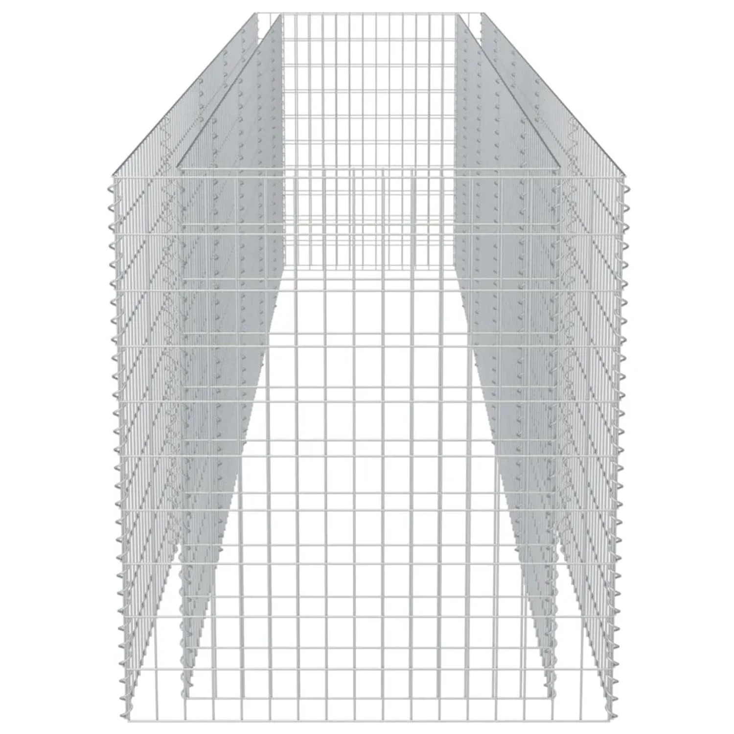 furnicato Gabionen-Hochbeet aus verzinktem Stahl, 450x90x100 cm, für Garten und Hof.