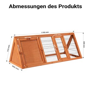 Wiltec Dreieck Hasenstall 118X50X45Cm Kaninchenkäfig Fichtenholz Außengehege