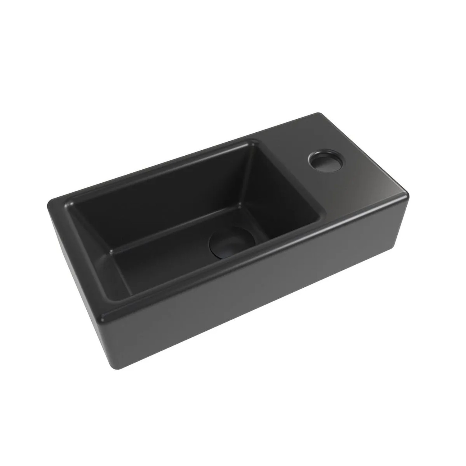 Swiss Aqua Technologies Handwaschbecken mit Hahnloch Rechts 40,5cmx20,5CM Schwarz Matt