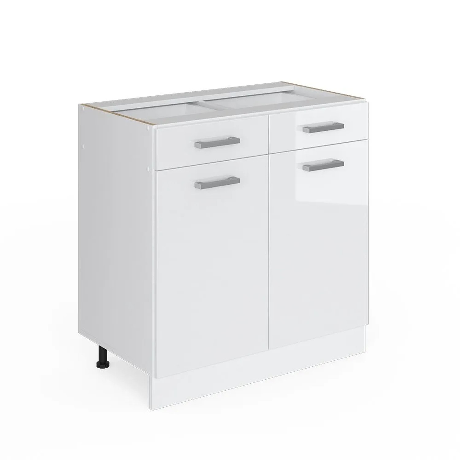 Vicco Küchenunterschrank R-Line Weiß Hochglanz Weiß 80 cm ohne Arbeitsplatte
