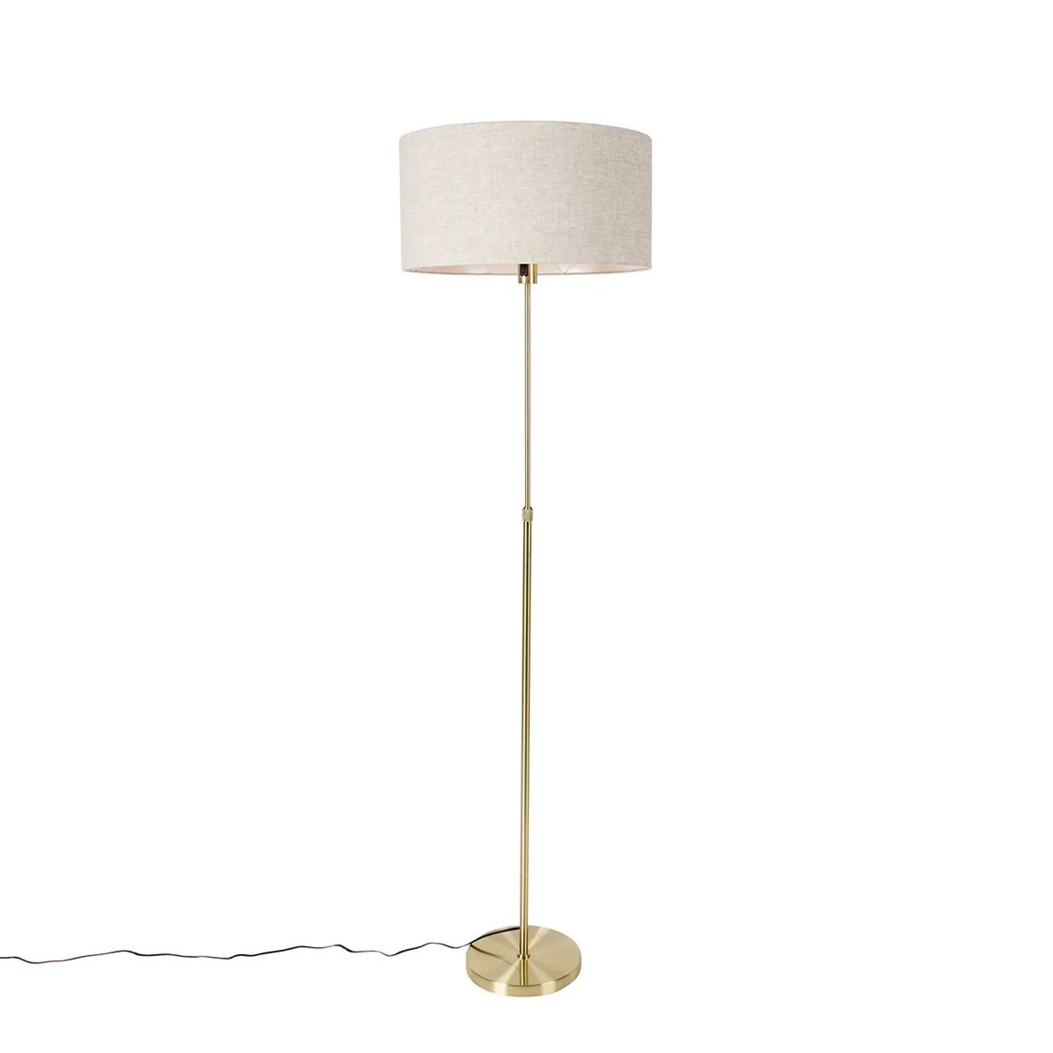 QAZQA Stehlampe Verstellbar Gold mit Schirm Hellgrau 50 cm Parte