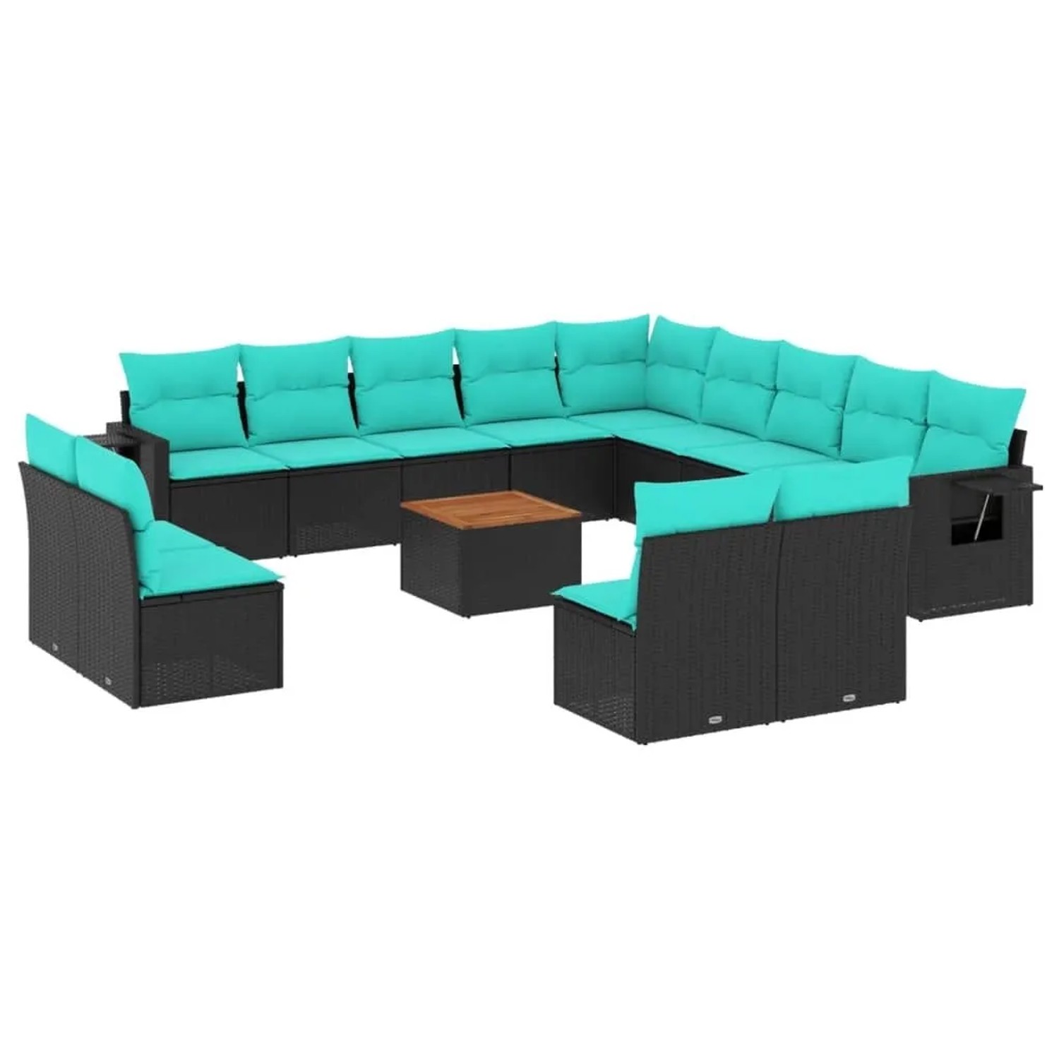 vidaXL 14-Tlg Gartensofa-Set mit Kissen Schwarzes Polyrattan 3224818 günstig online kaufen