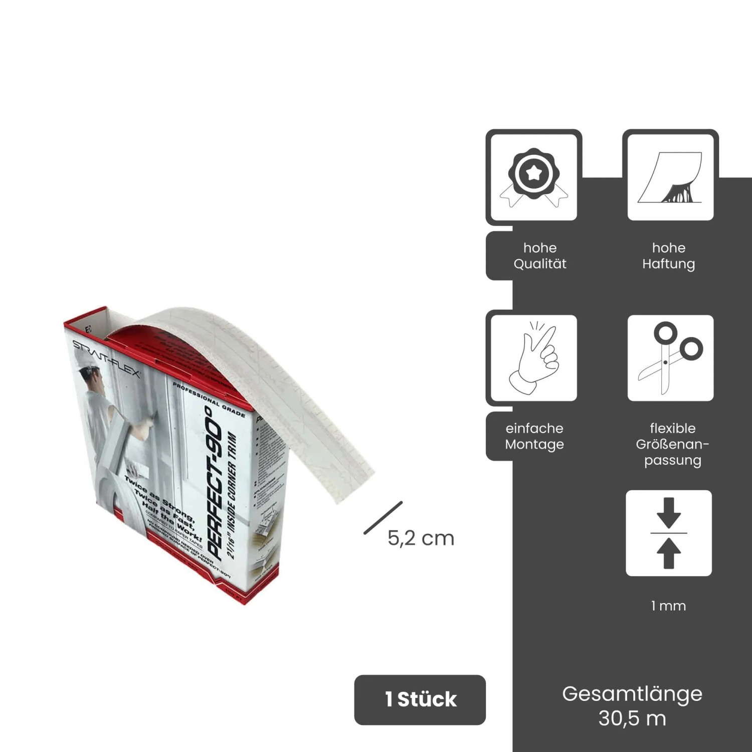 Flex Mit Rolle Strait-Flex Eckschutzprofil Perfect 90 Grad Rolle 30,5 m Papier Weiß ...