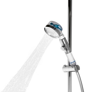 Easymaxx Duschkopf Chrom mit Wasserstrahl und Stopp-Druckregler.