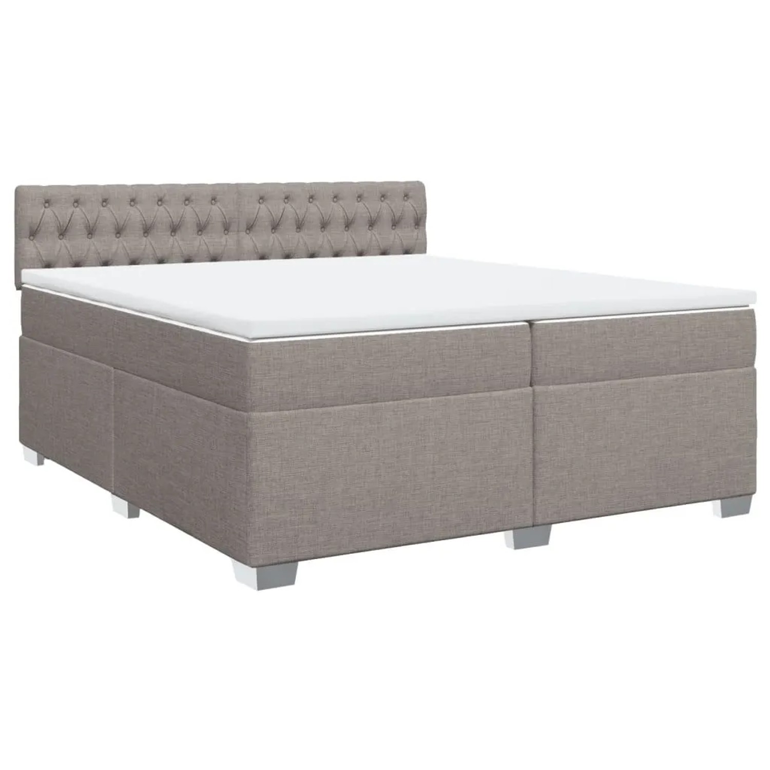 vidaXL Boxspringbett mit Matratze Taupe 200x200 cm Stoff 3288306