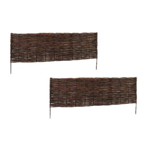 Relaxdays Beeteinfassung 2er Set Weide Braun Steckbar 30 cm x 100 cm