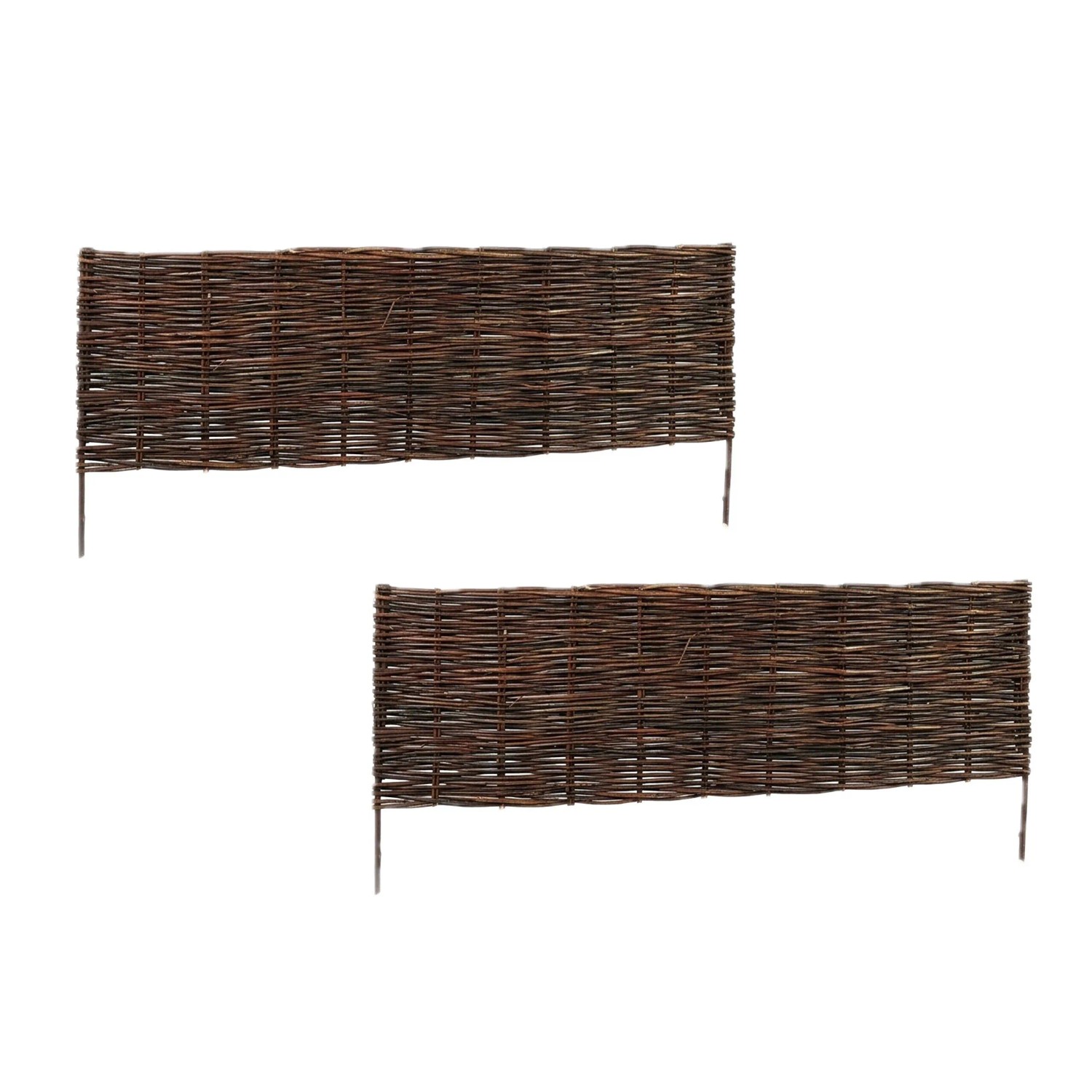 Relaxdays Beeteinfassung 2er Set Weide Braun Steckbar 30 cm x 100 cm