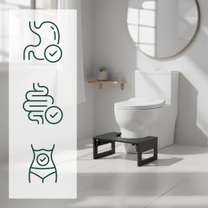 Relaxdays Toilettenhocker Bambus Schwarz Klappbar 18 cm x 43 cm x 27,5 cm
