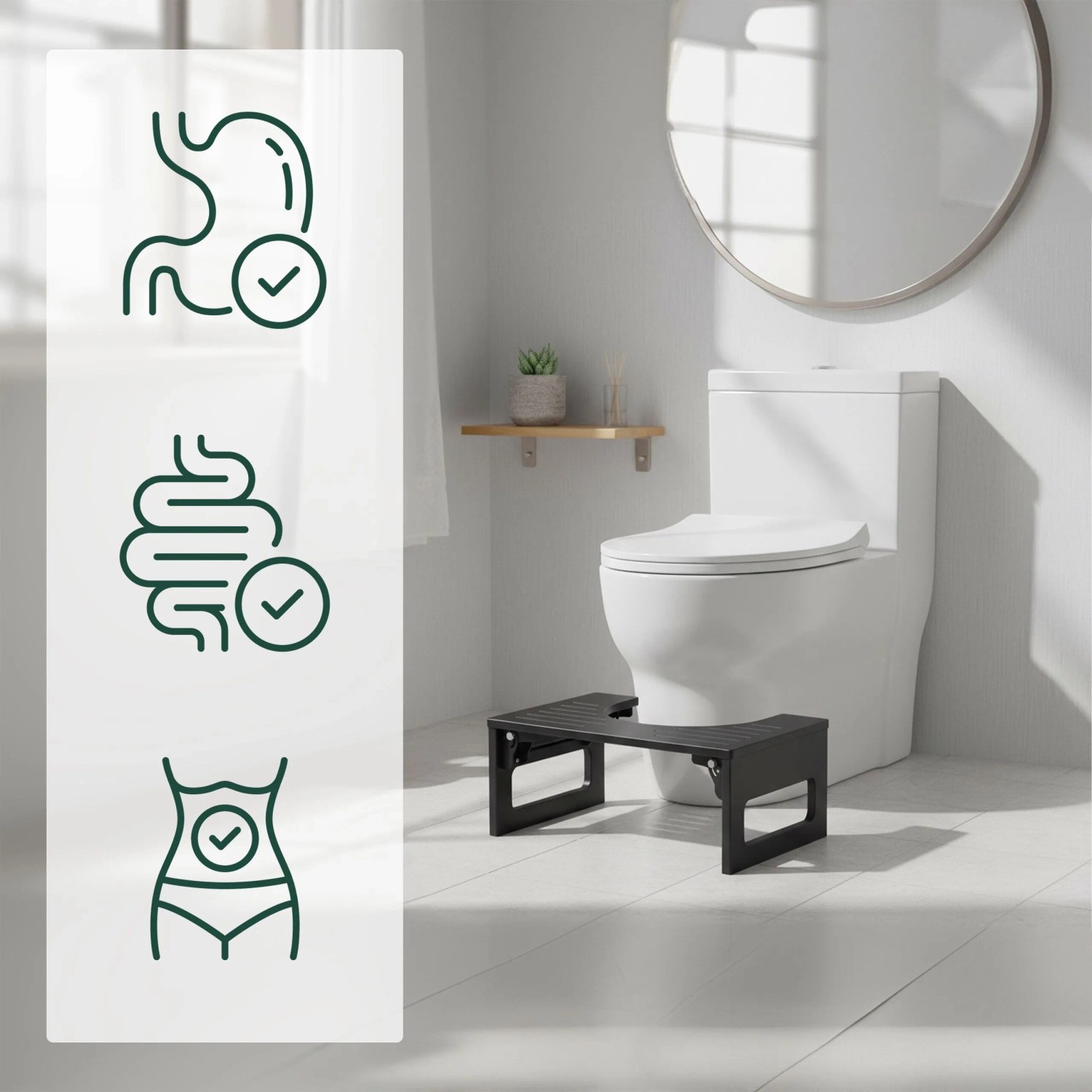 Relaxdays Toilettenhocker Bambus Schwarz Klappbar 18 cm x 43 cm x 27,5 cm_3