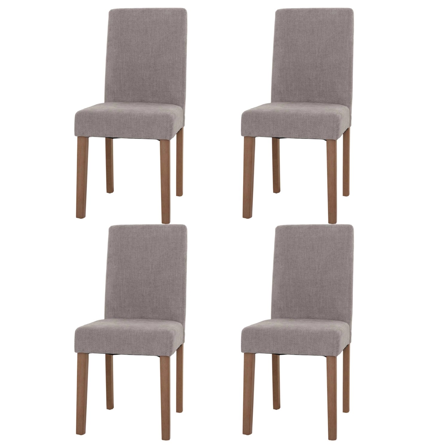 MCW Esszimmerstuhl Littau Chenille 4er-Set Hellgrau Naturfarbene Beine günstig online kaufen
