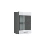 Vicco Küchenglasschrank R-Line, Hängeschrank in Weiß Hochglanz/Anthrazit, 40 cm breit.