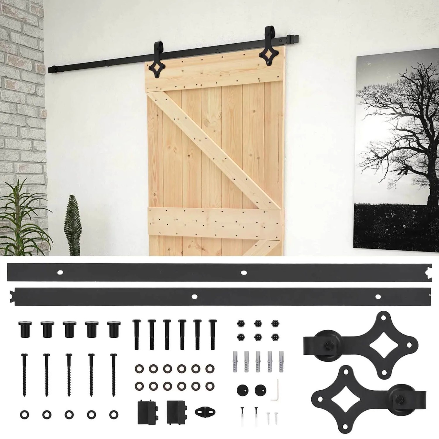 vidaXL Schiebetür Natur und Schwarz 90 x 210 cm 3444859