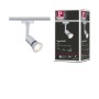 Paulmann URail Schienenspot Salt in Chrom Matt, beleuchtet, an Schiene montiert. Modernes Design für LED-Schienensysteme.