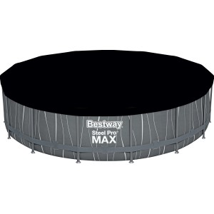 Bestway Steel Pro MAX Stahlrahmenpool Ø 457 cm mit schwarzer Abdeckung.