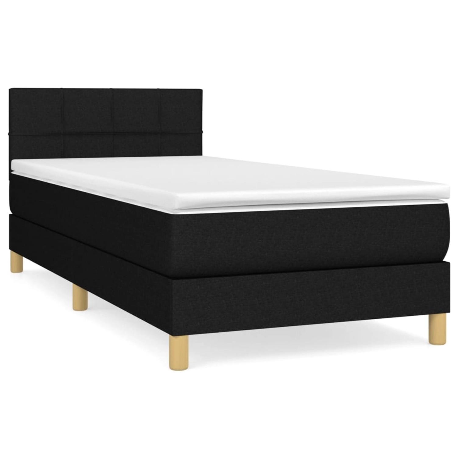 vidaXL Boxspringbett mit Matratze Schwarz 80x200 cm Stoff1373260