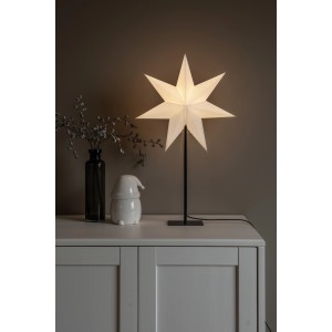 Konstsmide Papierstern, weiß, 7-zackig, mit Kabel und Schalter, als Weihnachtsdeko für Innen.