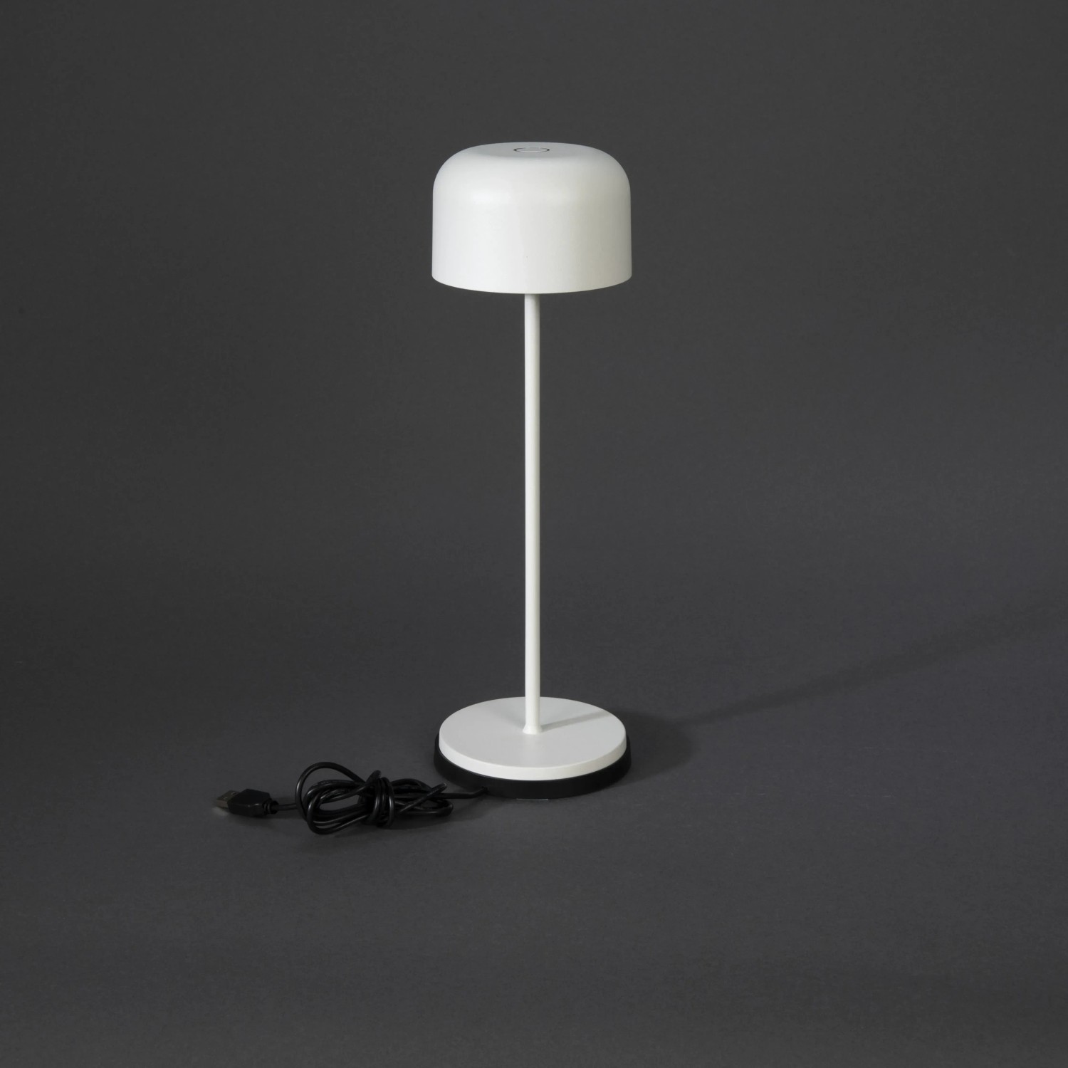 Weiße Konstsmide LED Tischleuchte Lille, 36cm, für Innen & Außen. Dekoleuchte mit USB-Anschluss.