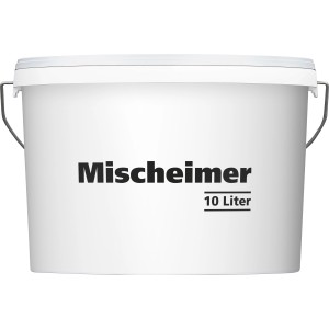 Weißer Mischeimer mit 10 Liter Fassungsvermögen zum Anmischen von Farben.
