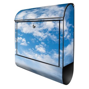 Banjado Design Briefkasten Schwarz Pulverbeschichtet 39x47x14cm 2 Schlüssel Mit Zeitungsfach Motiv Wolken 1