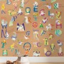 Komar Fototapete Vlies Animals A-Z, 200x250 cm, mit Tiermotiven und Buchstaben für Kinderzimmer.