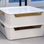 Zwei weiße Tontarelli Bella Organizer-Boxen XXL (11,2x36x28cm) gestapelt.