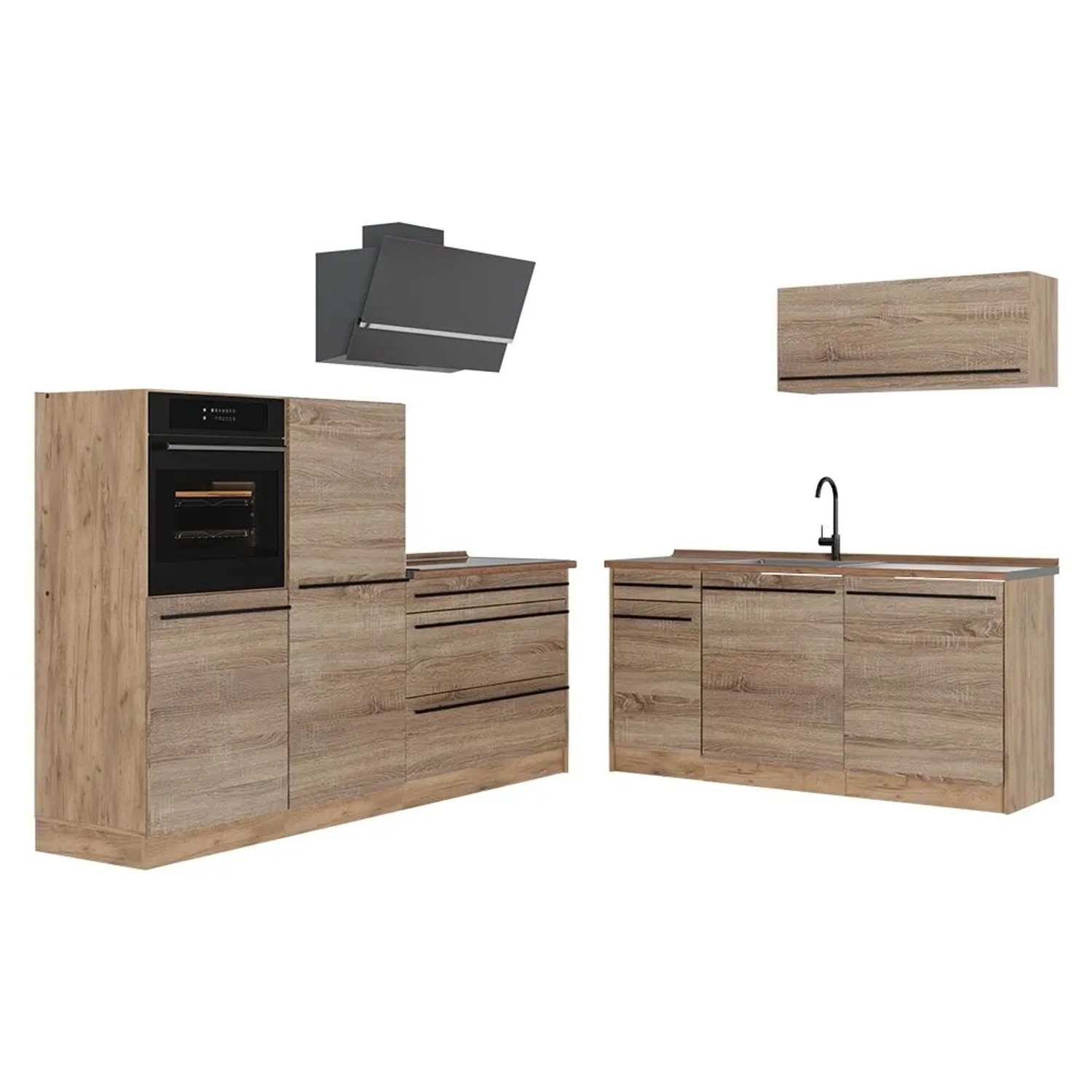 Vicco Küchenzeile R-Line Sonoma/Goldkraft Eiche 220 x 143 Arbeitsplatte Goldkraft Eiche Art Nr 67098
