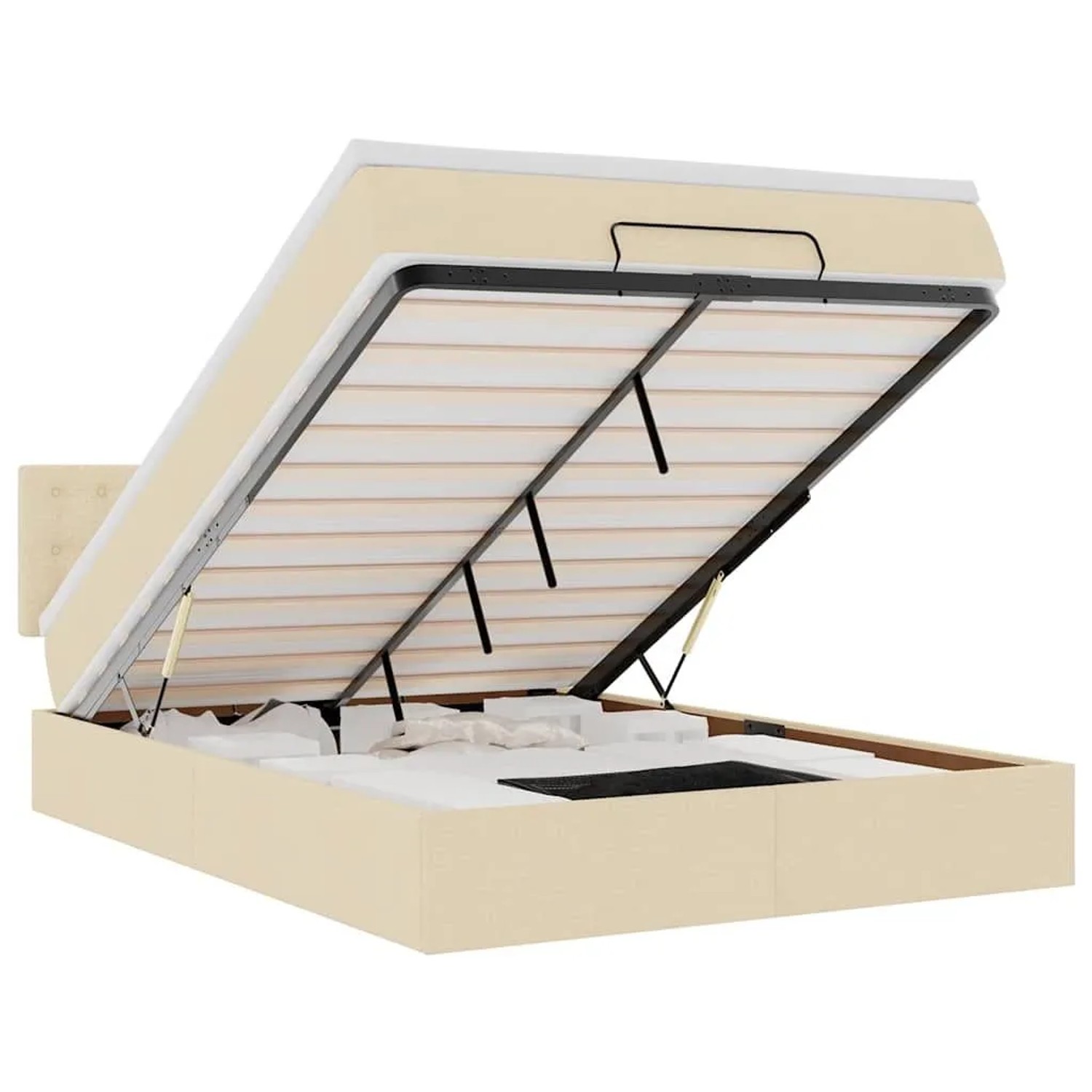 vidaXL Ottoman-Bett mit Matratze Creme 140x190 cm Stoff 3311627