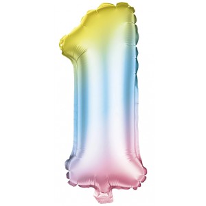 Multicolor Folienballon Zahl 1, 100cm hoch, Party Deko für Geburtstag & Jubiläum.