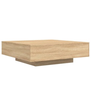 Quadratischer Couchtisch Sonoma-Eiche (100x100 cm) aus Holzwerkstoff für das Wohnzimmer.