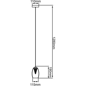 Skizze der LED-Pendelleuchte Metropolis, 1-flammig, Chrom/Rauchglas, mit Maßangaben.