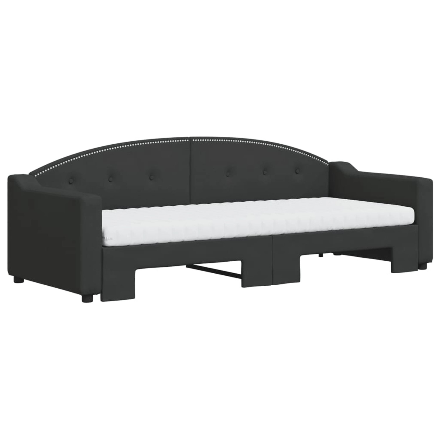 Schwarzes vidaXL Tagesbett mit Matratzen, ausziehbar zum Doppelbett.