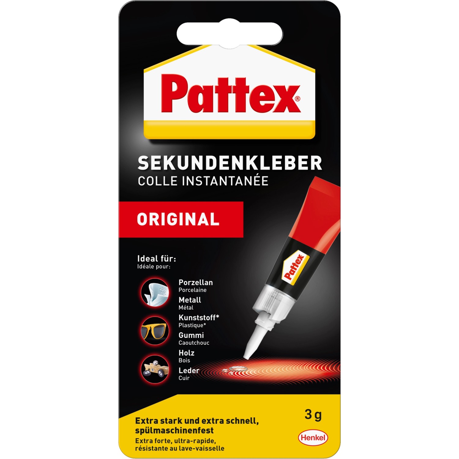 Pattex Flüssigkleber Sekundenkleber Flüssig schnelltrocknend farblos 3g